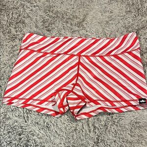 Wodbottom - Candy Cane - Red and White Sparkle/Shiney Striped Women's Shorts XL